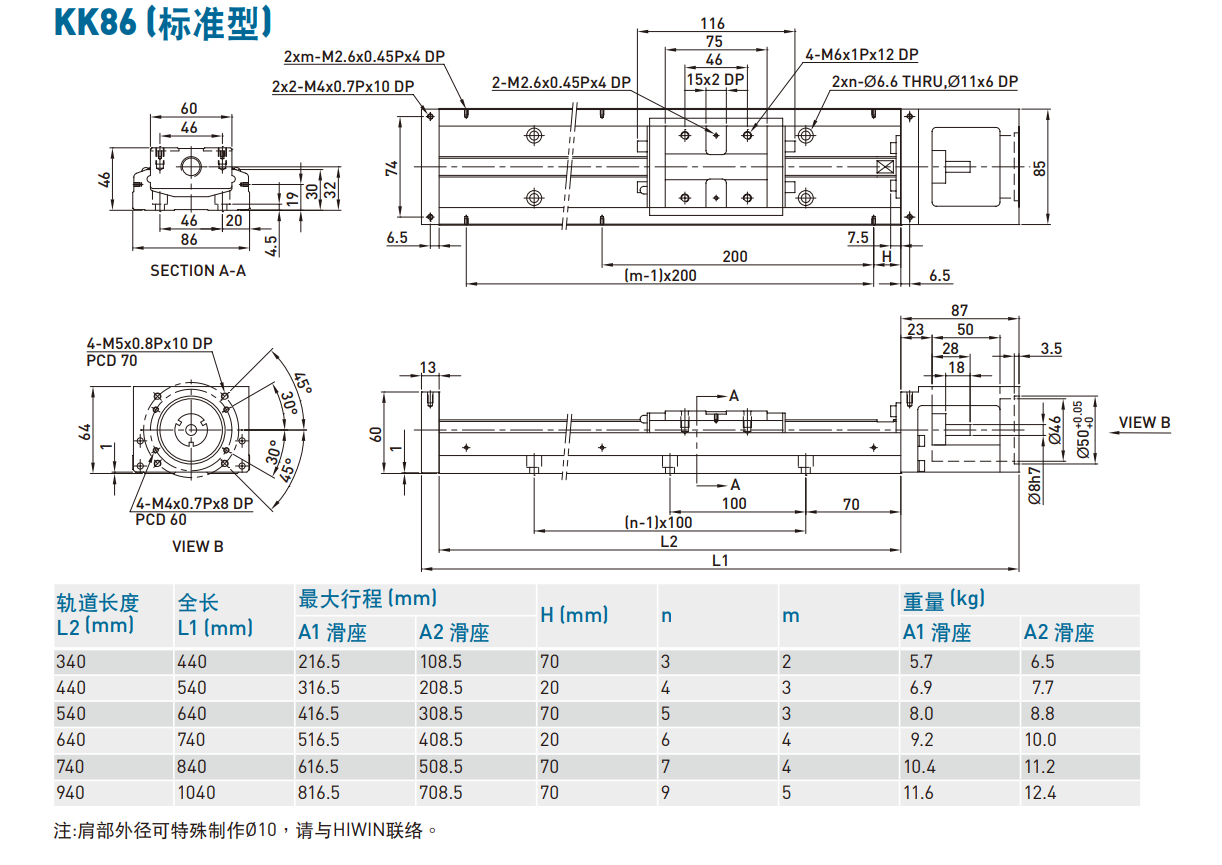 上銀直線模組KK8610P-640A2-F0